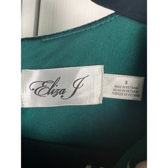 Eliza J Sheath Dress Sz 0 XXS Green Emerald Velvet Ruched Holiday Cocktail Party - Picture 4 of 9